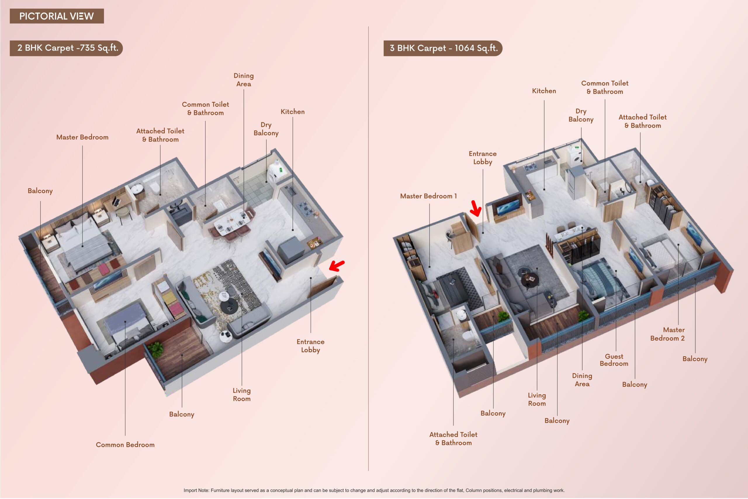 2BHK & 3 BHK (3D) 