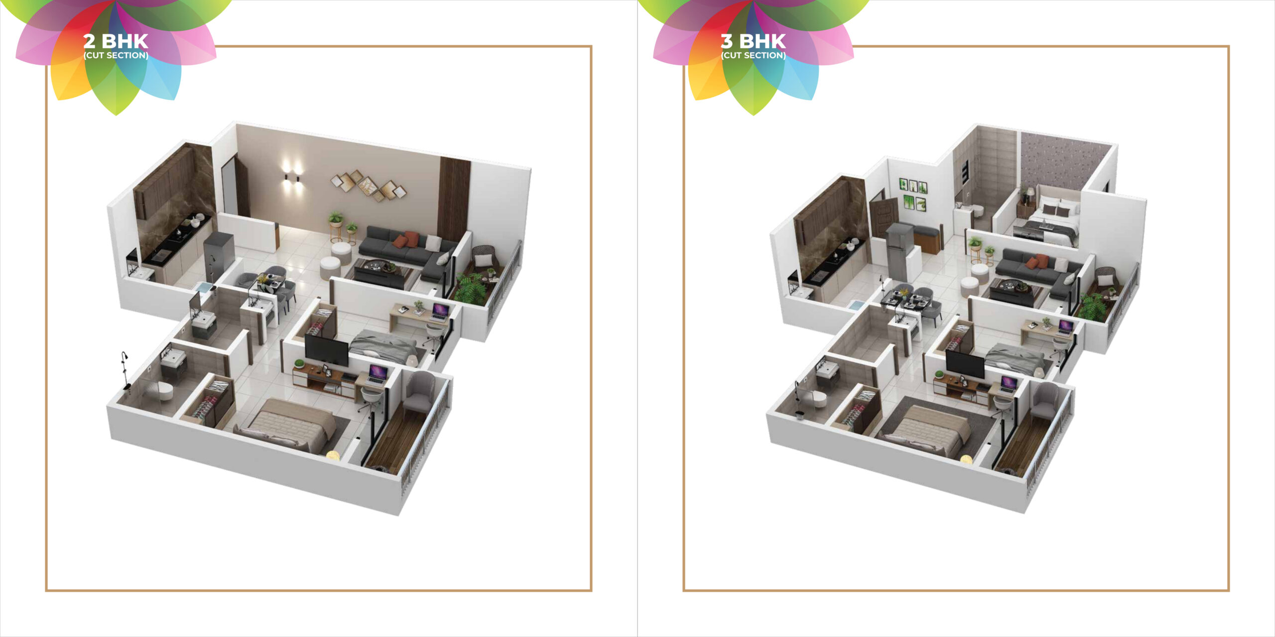 2 & 3 BHK ( Cut Section ) 